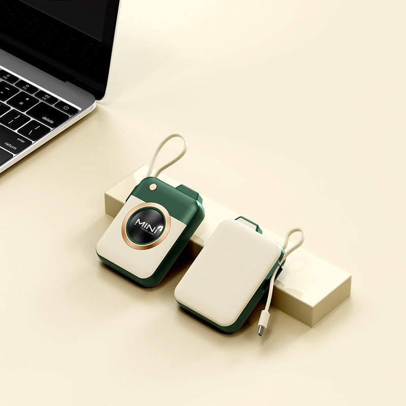 Portable Mini Power Bank with Integrated Charging Cable and Innovative Design Bowlift