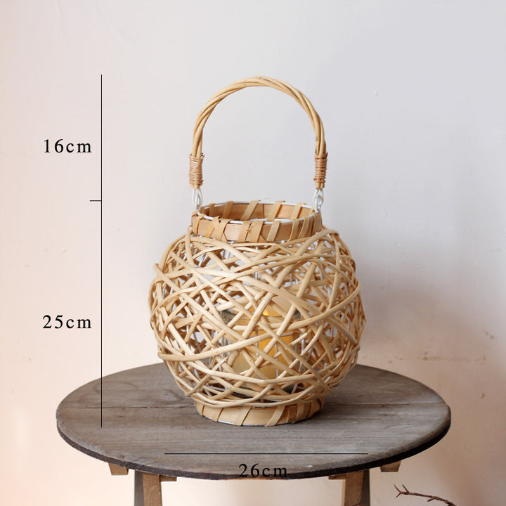 Decorative lantern made of woven natural material Bowlift