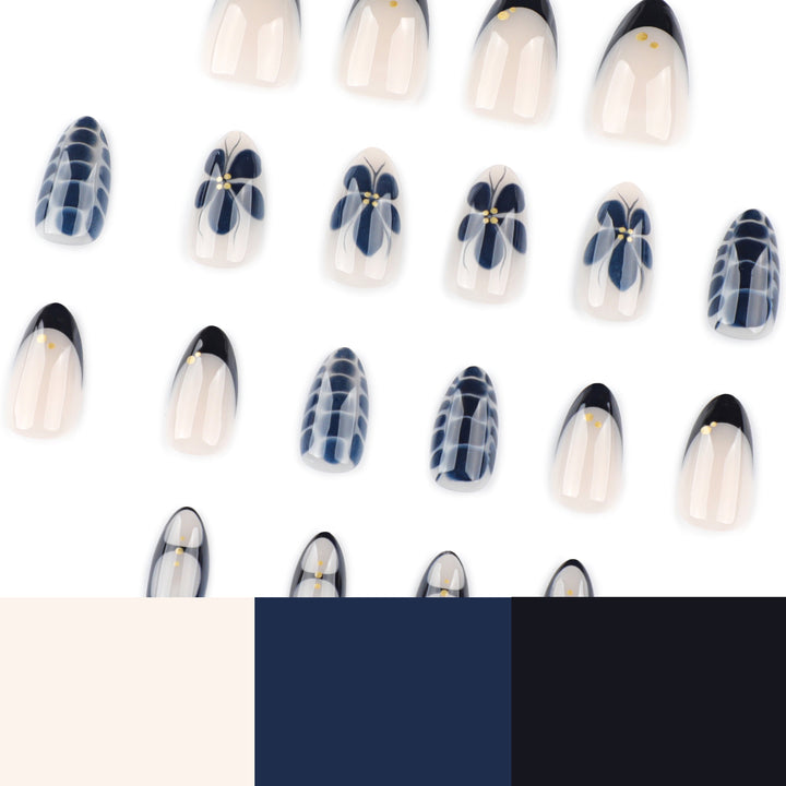 Artful nail art in elegant stiletto design with floral accents Bowlift