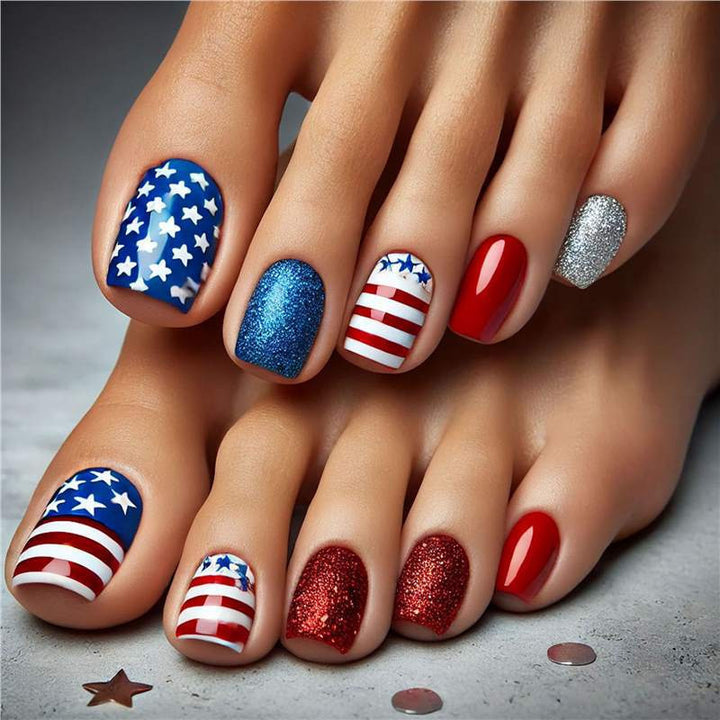 Patriotic Gel Nail Art Extensions Bowlift