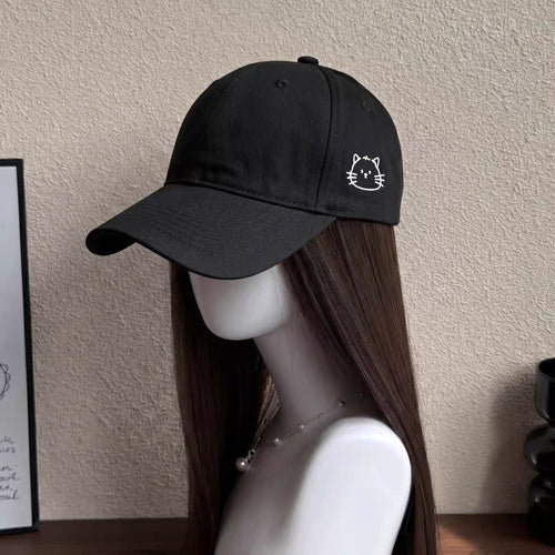 Embroidered Cat Graphic Baseball Cap