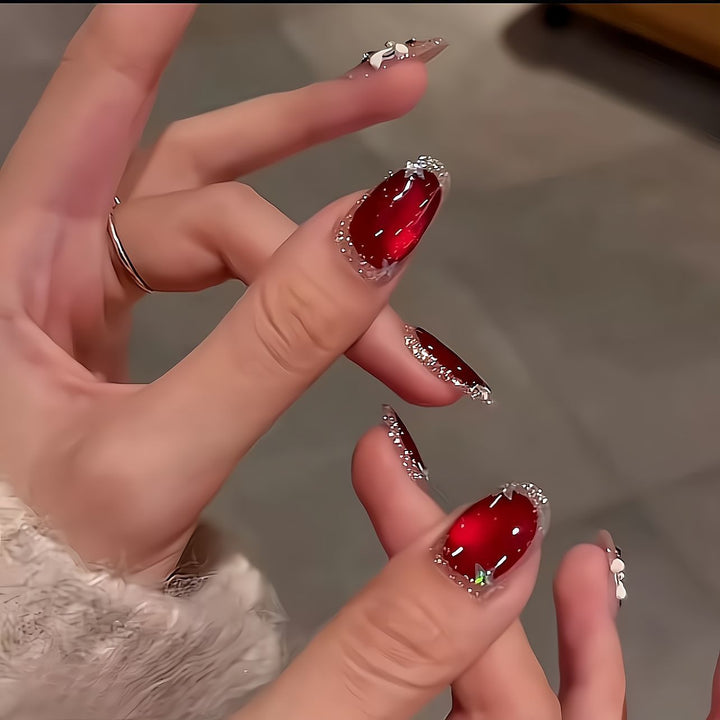 Artistic Rhinestone-Embellished Nail Extensions Bowlift