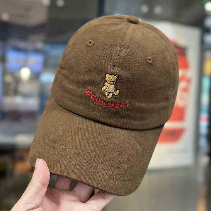 Women's Cute Embroidered Bear Cap Bowlift