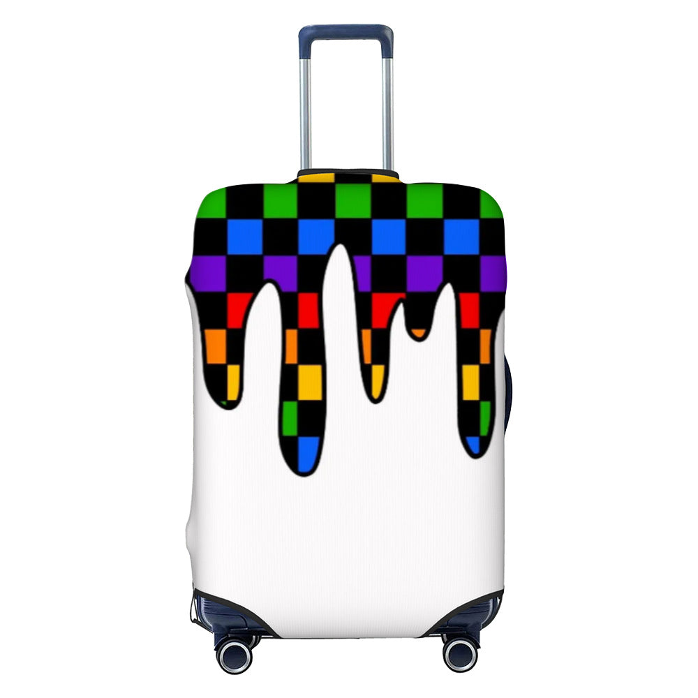 Unisex nan elastic luggage cover with geometric design, stretchable polyester-spandex fabric, zipper opening and non-slip inner securement for trolley Bowlift