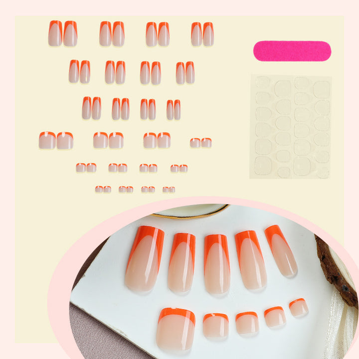 Decorative Press-On Nail Set with Geometric Design Bowlift