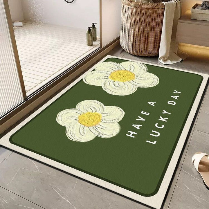 Cheerful Floral Message Bath Mat Bowlift