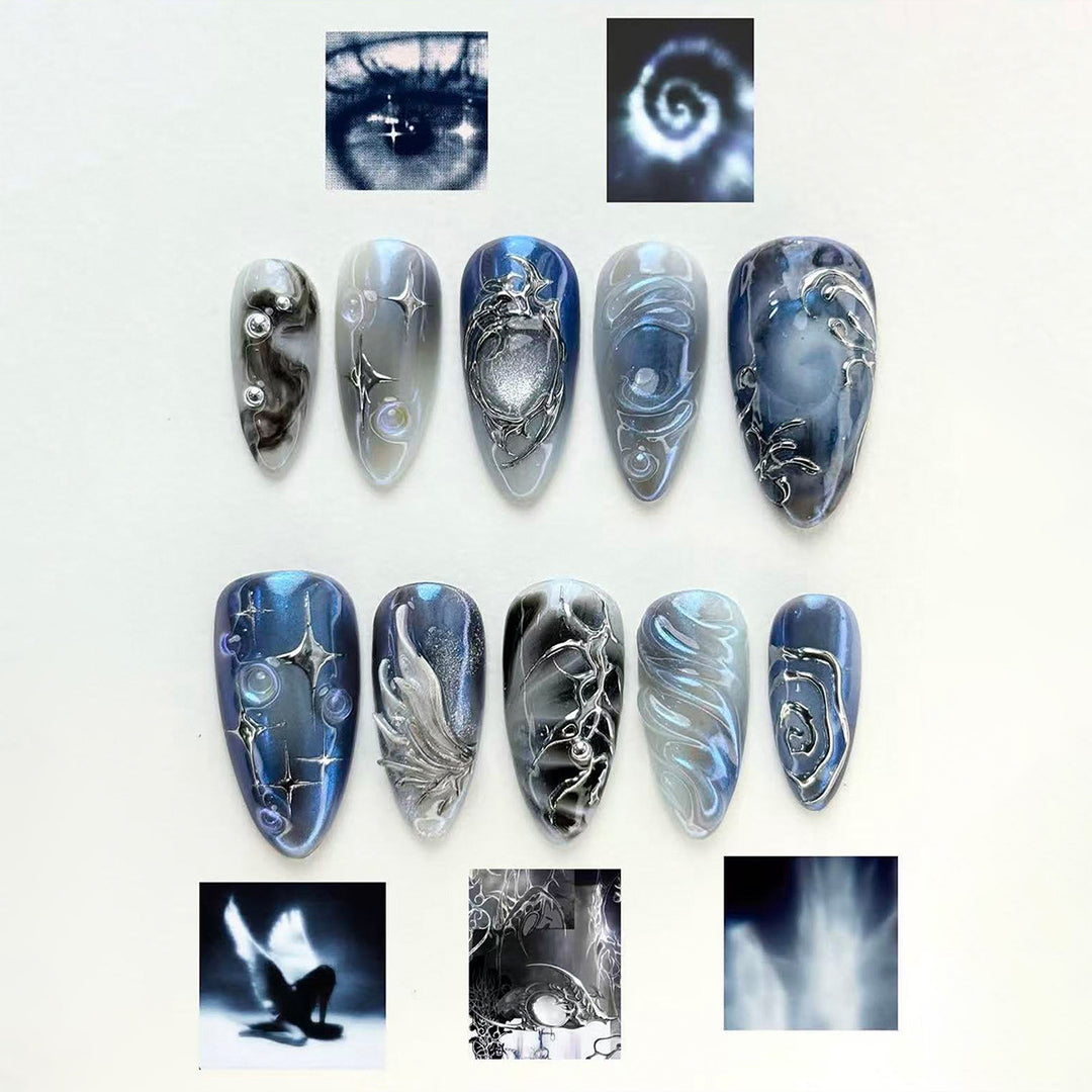 Acrylic Nail Set with Elegant Designs Bowlift