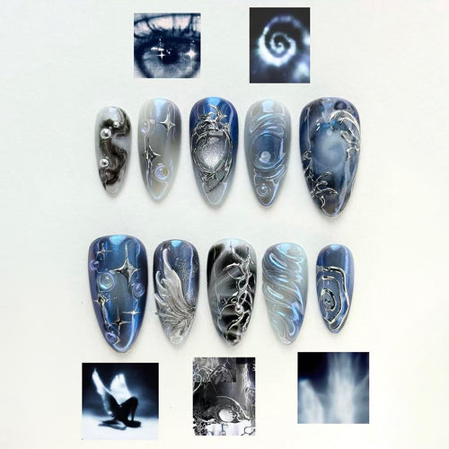 Acrylic Nail Set with Elegant Designs Bowlift