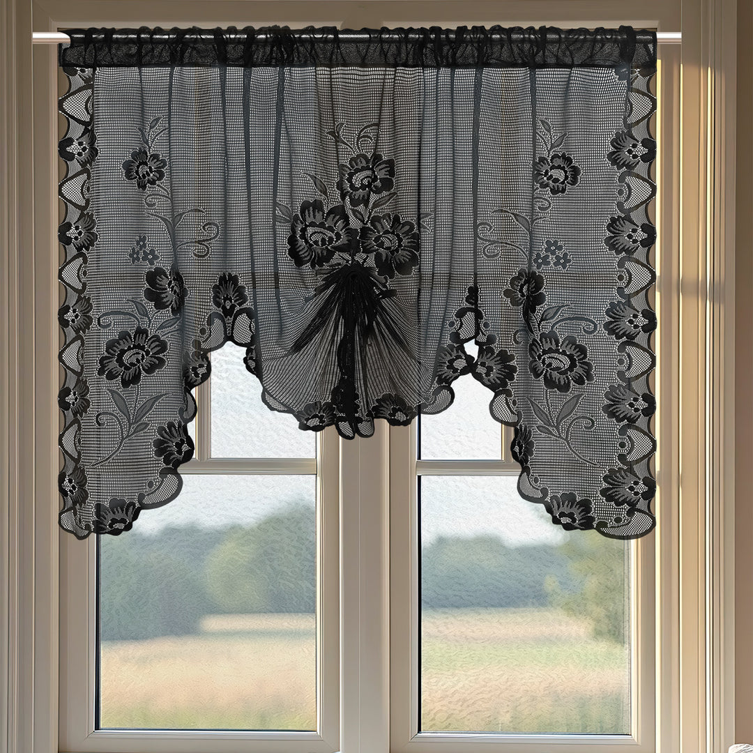 Floral Lace Sheer Window Curtain