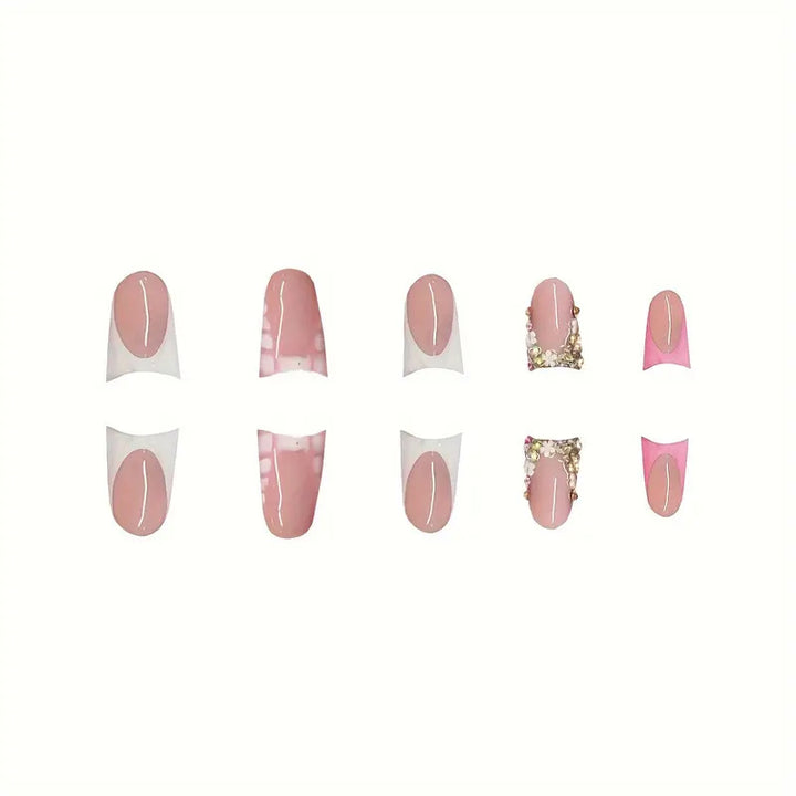 Glamorous 3D Crystal-Accented Press-On Nail Set Bowlift