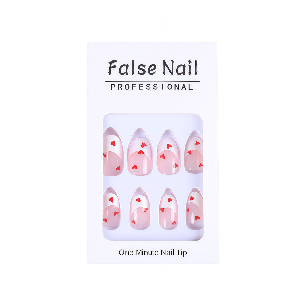 Artificial nails with romantic heart decorations Bowlift