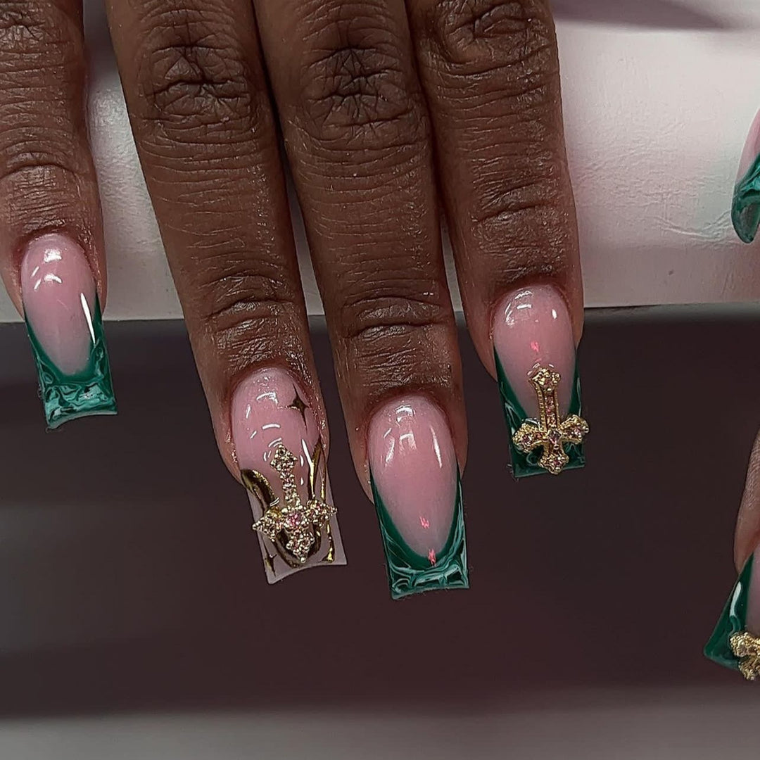 Artful Nail Extensions with Luxurious Decorative Design Bowlift