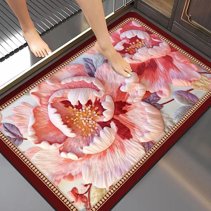 Artistic Floral Bath Mat Bowlift