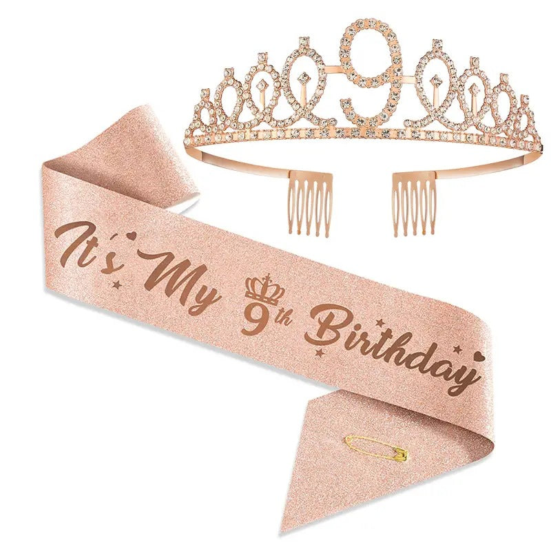 Women Glittering Tiaras with Festive Birthday Banner Bowlift