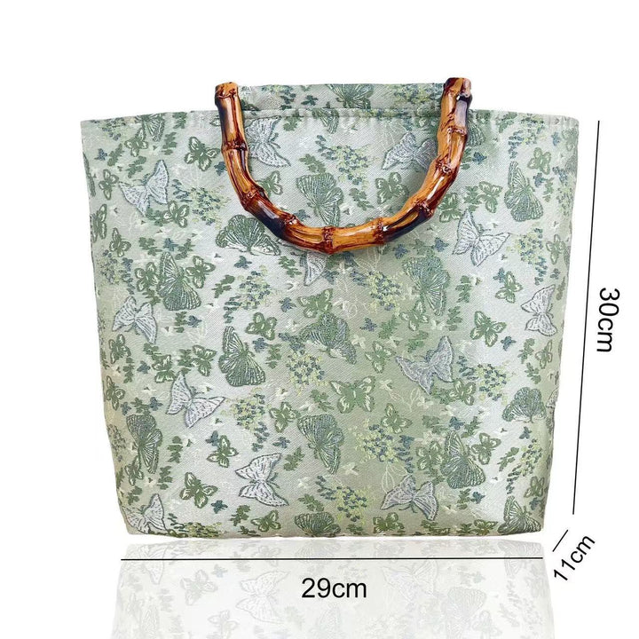 Elegant Handbag with Bamboo Handles Bowlift