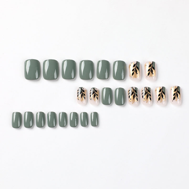 Artful Nail Extensions with Elegant Leaf Design Bowlift