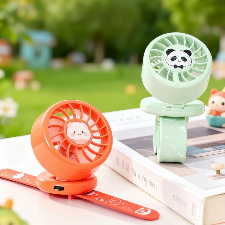 Women's Portable Hand Fan with Cute Animal Design and USB Charging Function Bowlift