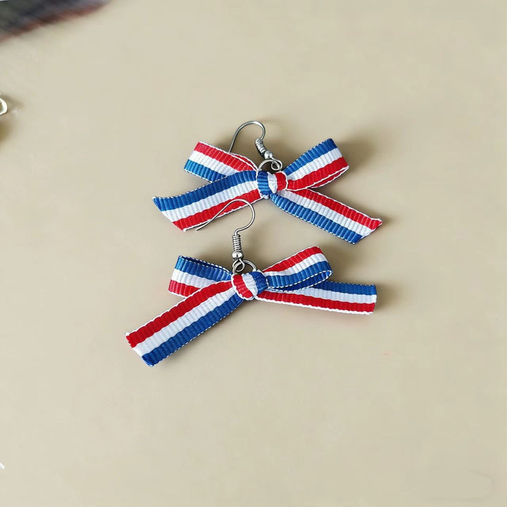 Women's noticeable tassel earrings with American flag pendant and pearl fringes Bowlift