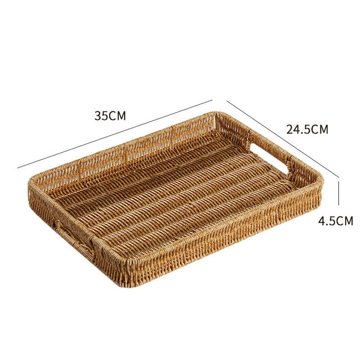Handcrafted Rectangular Wicker Serving Tray Bowlift