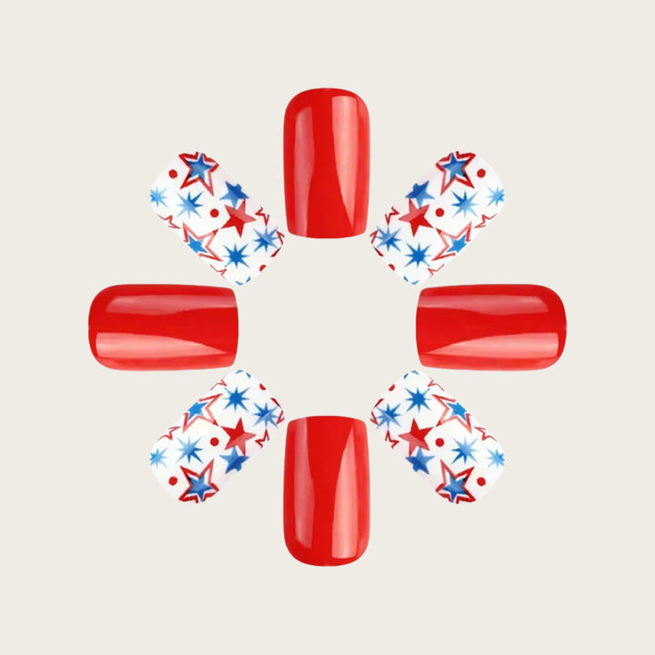 Creative artificial nails with patriotic design Bowlift
