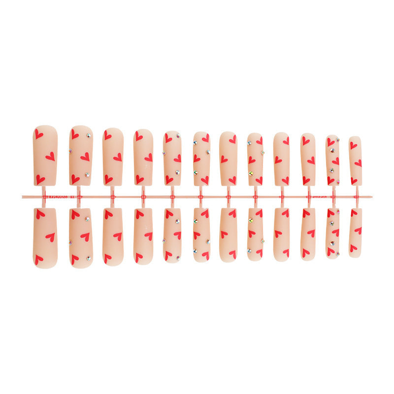 Decorative Heart Pattern Press-On Nails Kit Bowlift