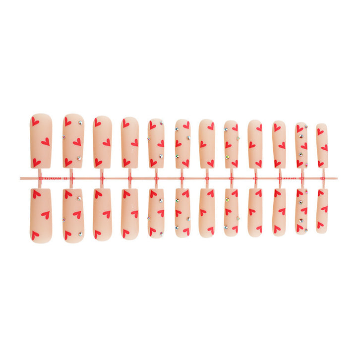 Decorative Heart Pattern Press-On Nails Kit Bowlift
