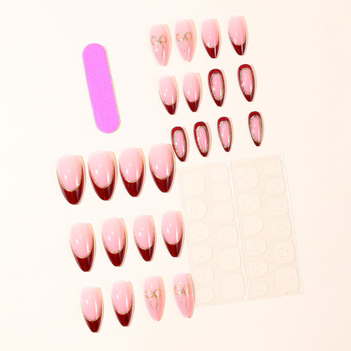 Elegant Stiletto Nail Art Extensions with Gold Accents Bowlift 1789713348