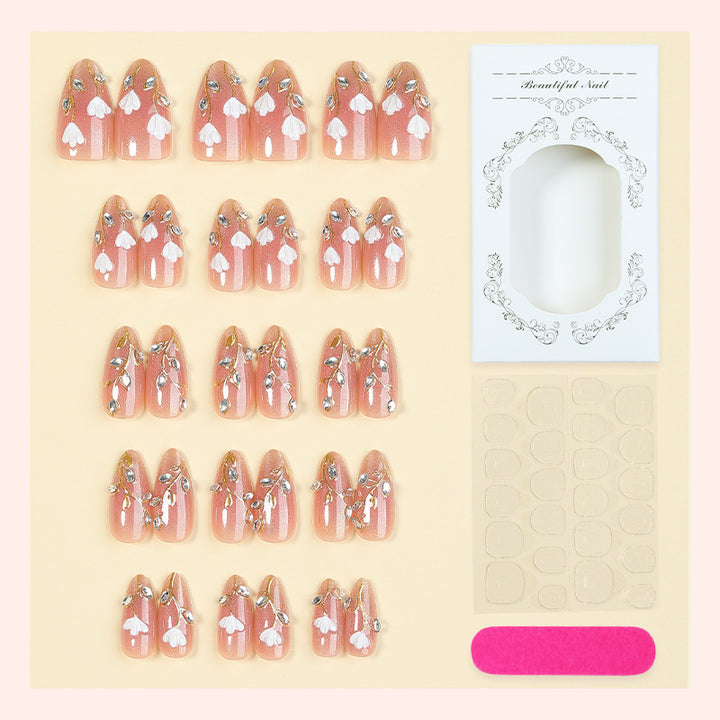 Premium Floral Press-On Nail Art Set Bowlift