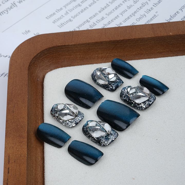 Premium Rhinestone-Studded Press-On Nail Set Bowlift