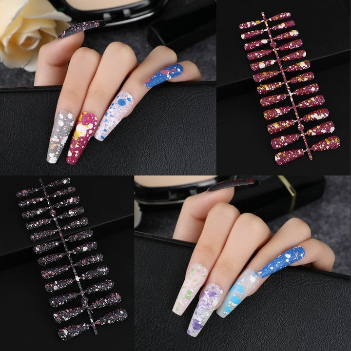 Artistic splatter design artificial nails Bowlift