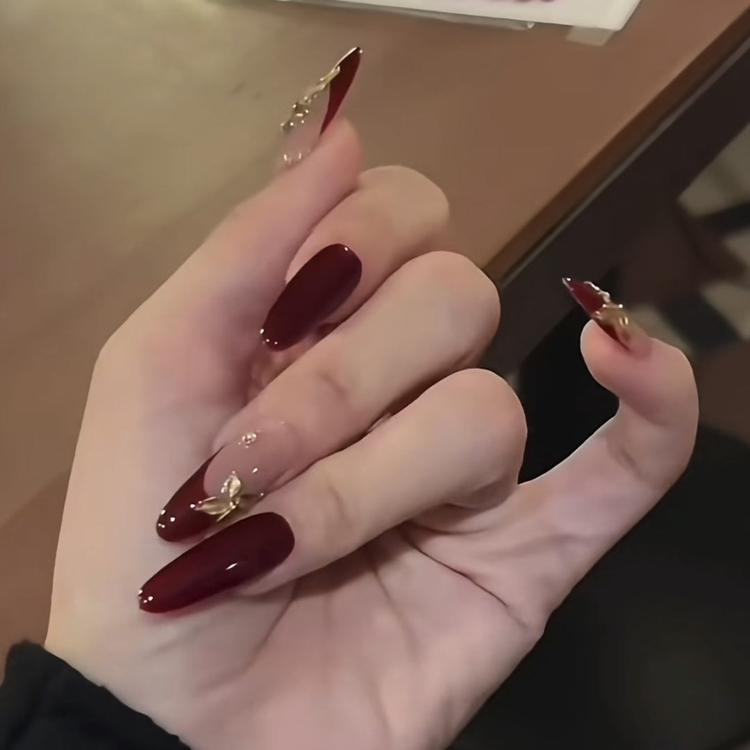 Luxury Floral Acrylic Press-On Nail Set Bowlift