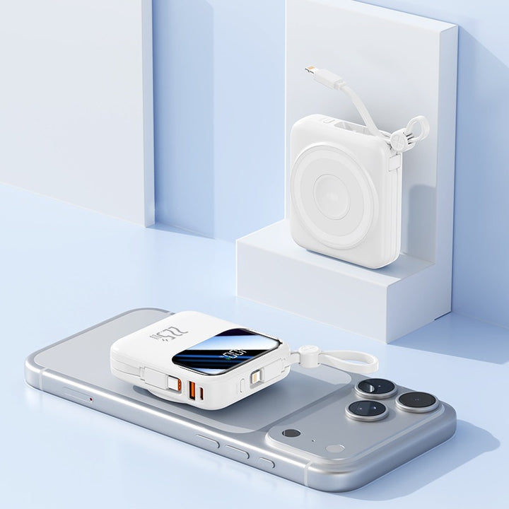 Portable power bank with innovative cable management system and fast charging function Bowlift
