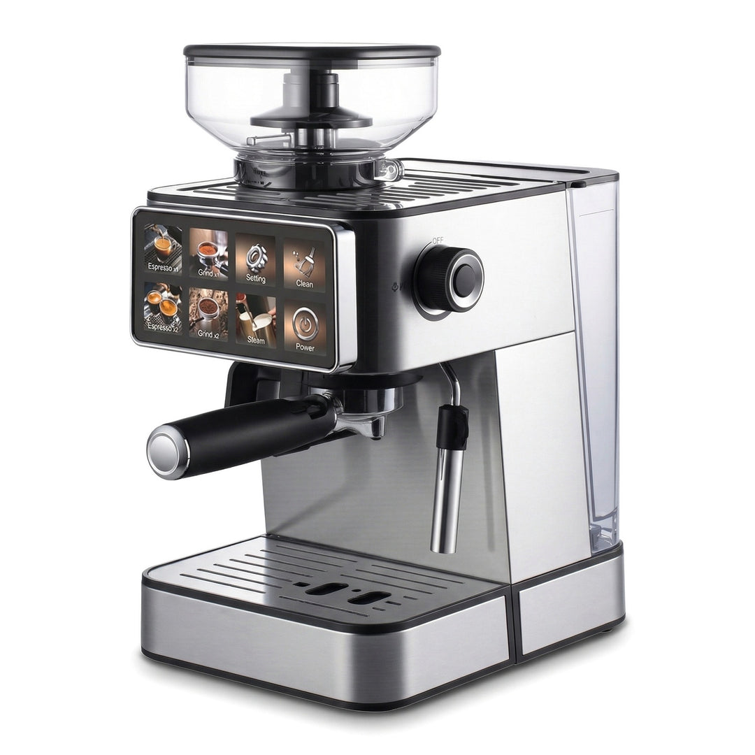 Espresso machine with integrated grinder and digital control Bowlift