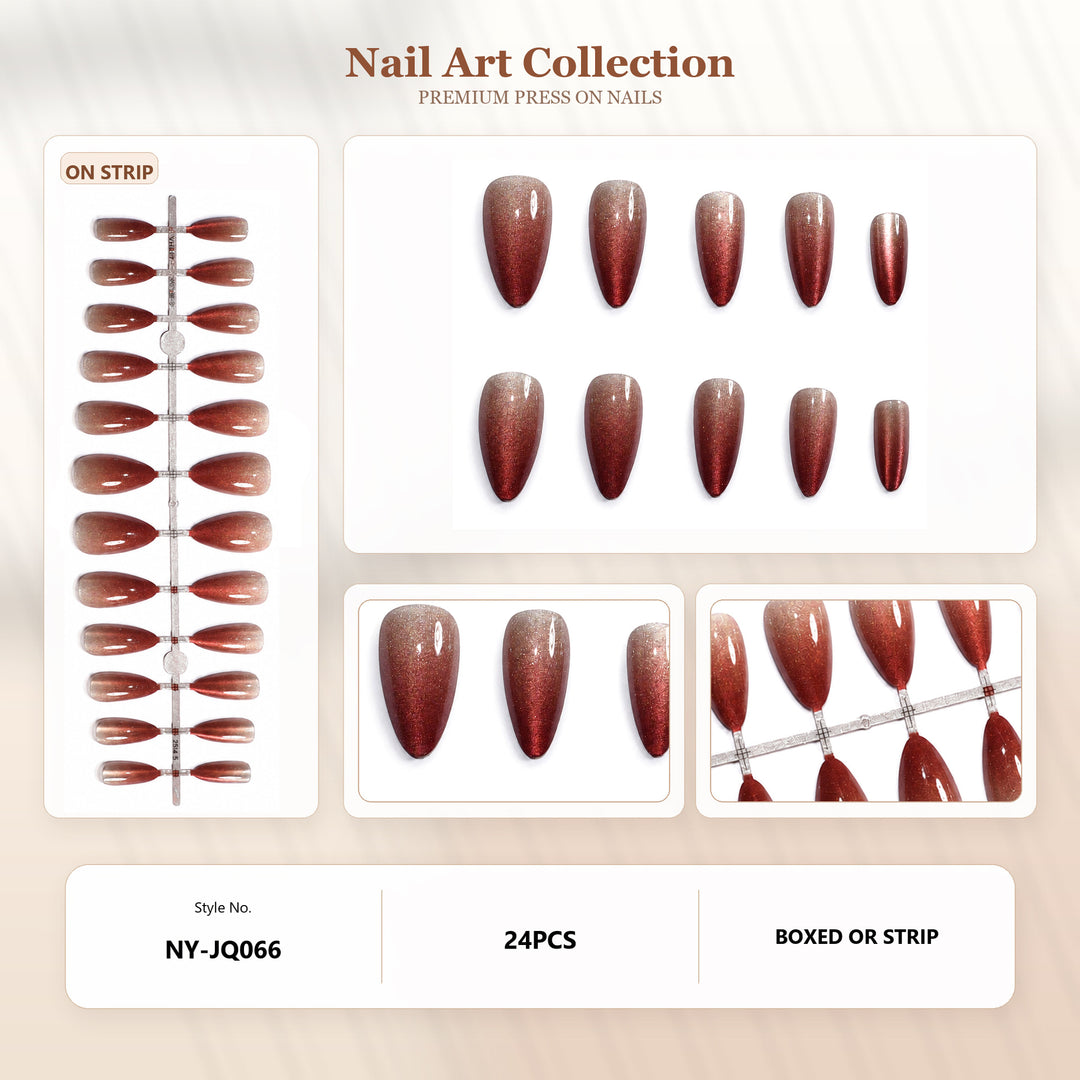 Premium Press-On Nails with Metallic Shine Bowlift