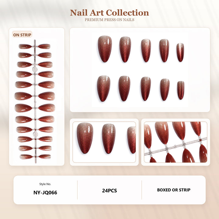 Premium Press-On Nails with Metallic Shine Bowlift