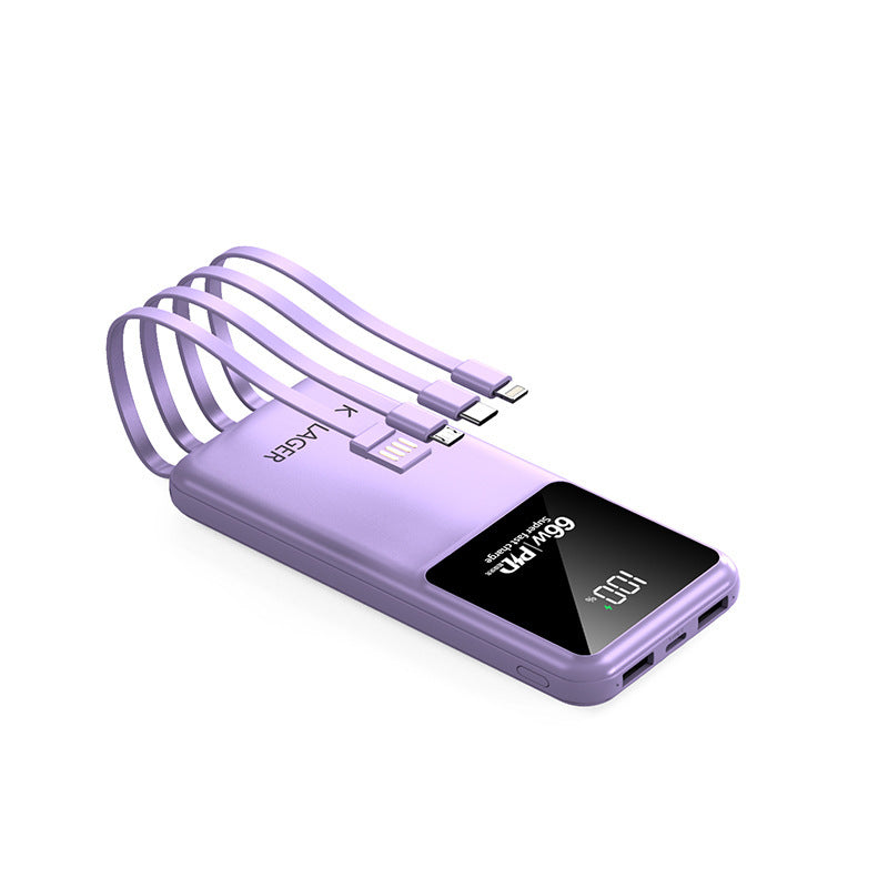 Multi-functional power bank with integrated charging cables and LCD display Bowlift