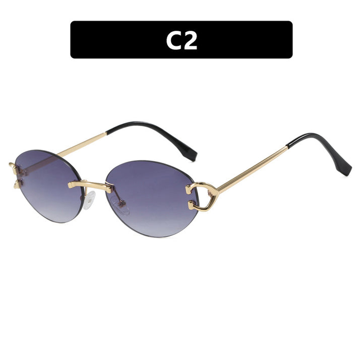 Women's elegant oval-shaped sunglasses with fashionable metal frame Bowlift