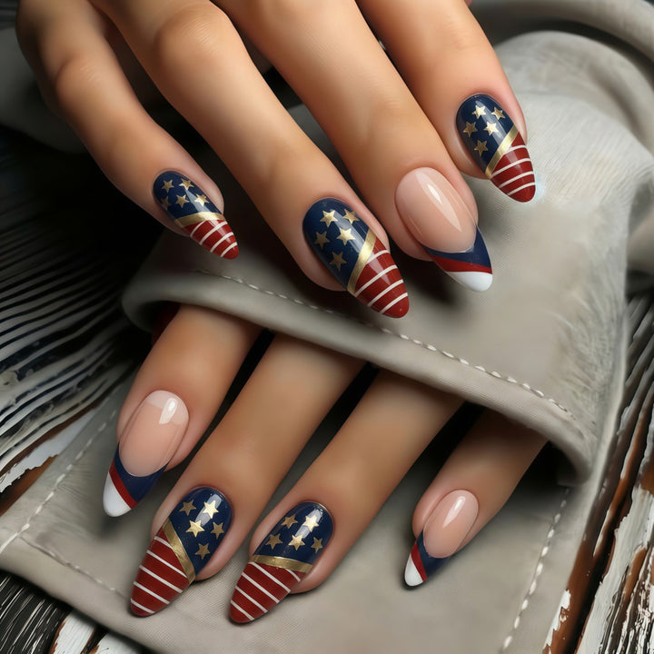 Artful nail tips in patriotic design Bowlift
