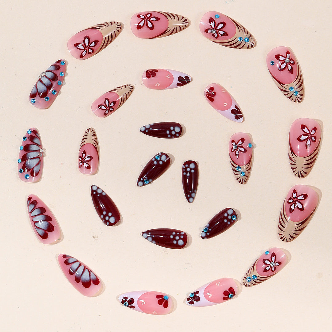 Artistic Floral Nail Art Extensions Bowlift
