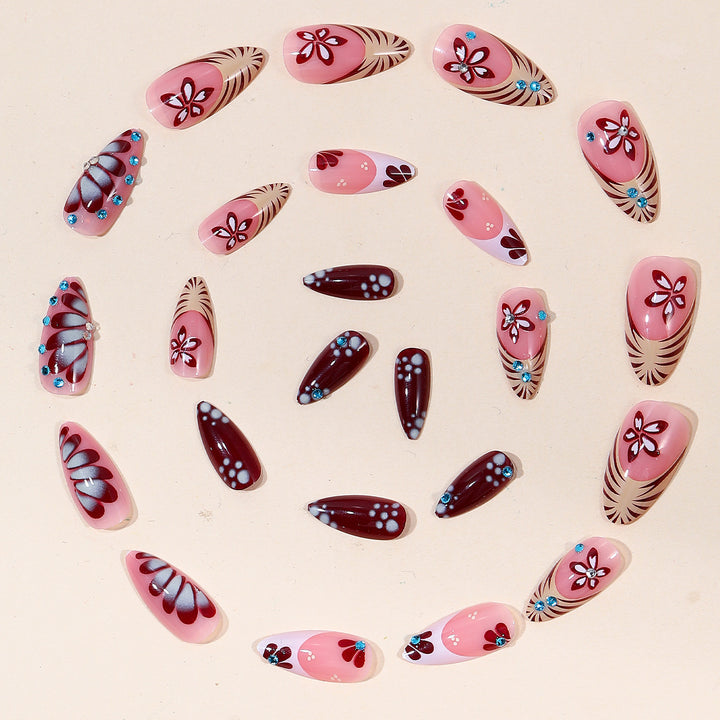 Artistic Floral Nail Art Extensions Bowlift