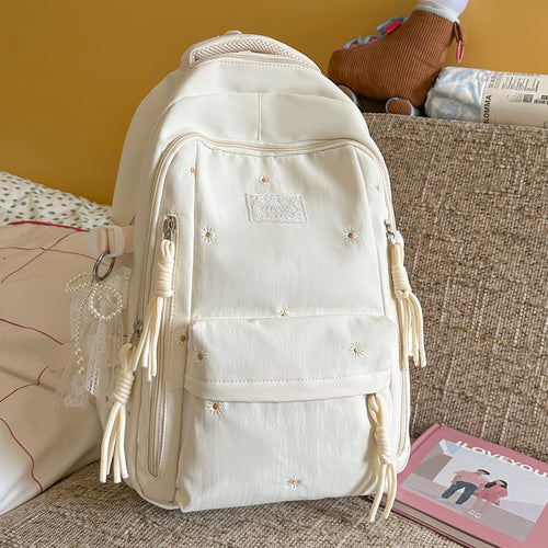 Fashionable Floral-Embellished Backpack