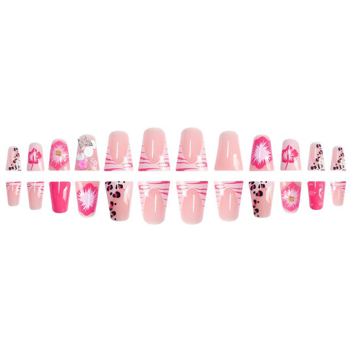Floral-Decorated Press-On Nail Set Bowlift