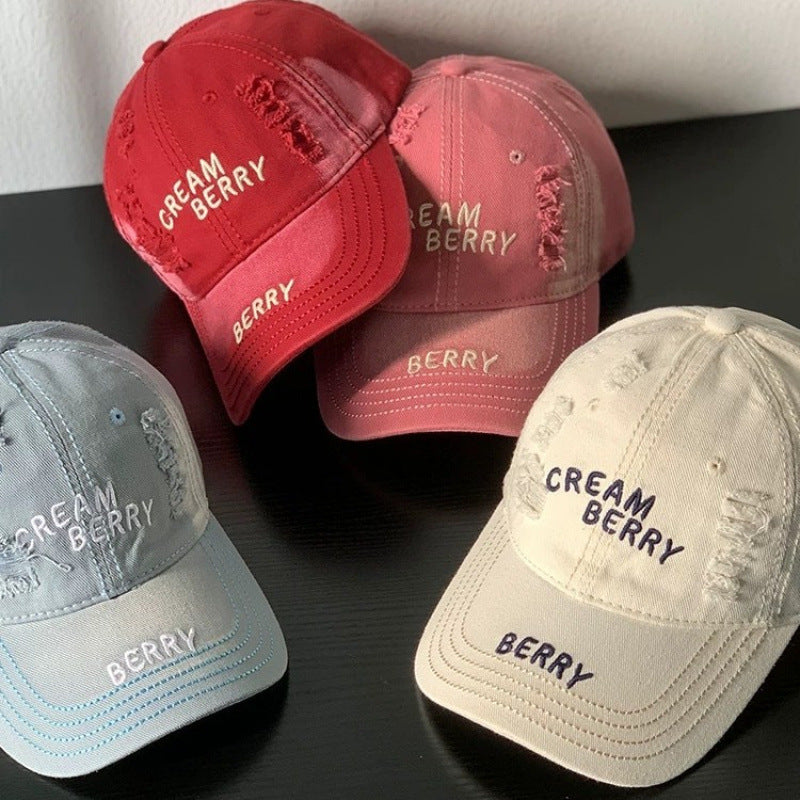 Women's Distressed Denim Baseball Hat Bowlift