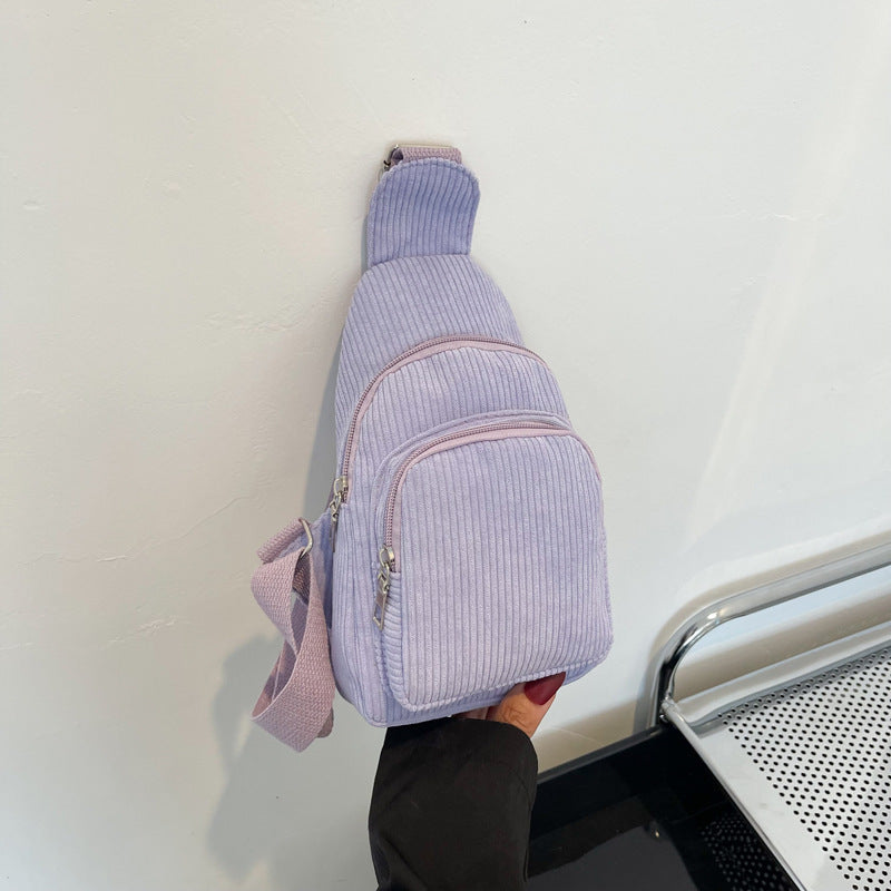 WoMulti-Compartment Corduroy Sling Bag Bowlift