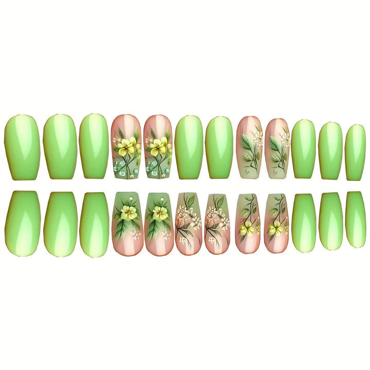 Floral Art Press-On Nail Design Bowlift