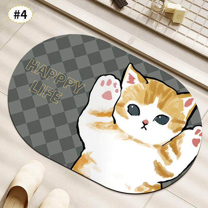 Cute Cat-Themed Plush Bath Mat