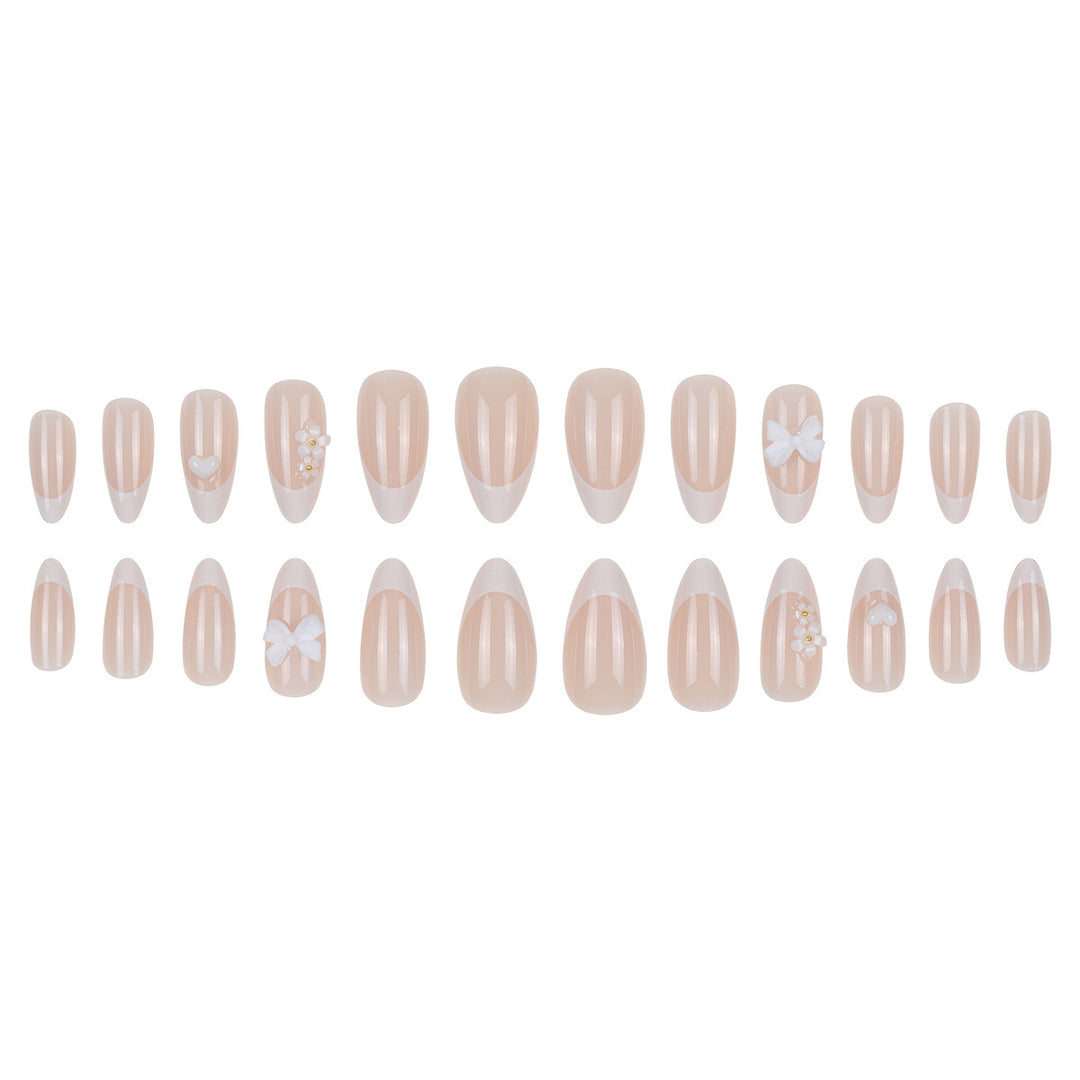Elegant Stiletto Press-On Nails with Floral Accents Bowlift
