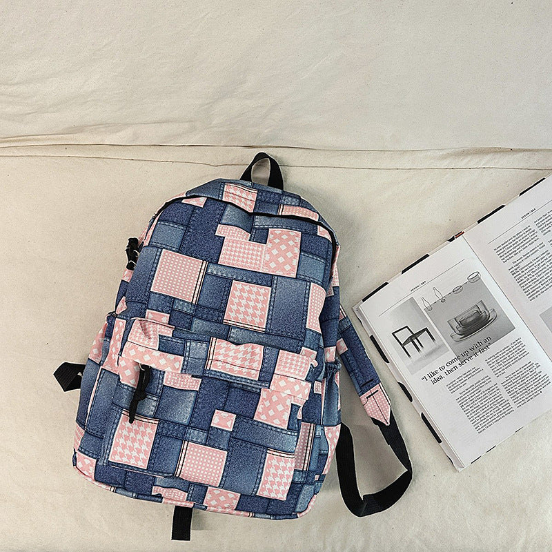 Eco-Friendly Denim Patchwork Backpack