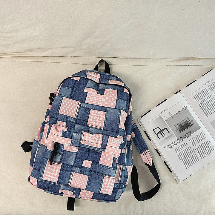 Eco-Friendly Denim Patchwork Backpack