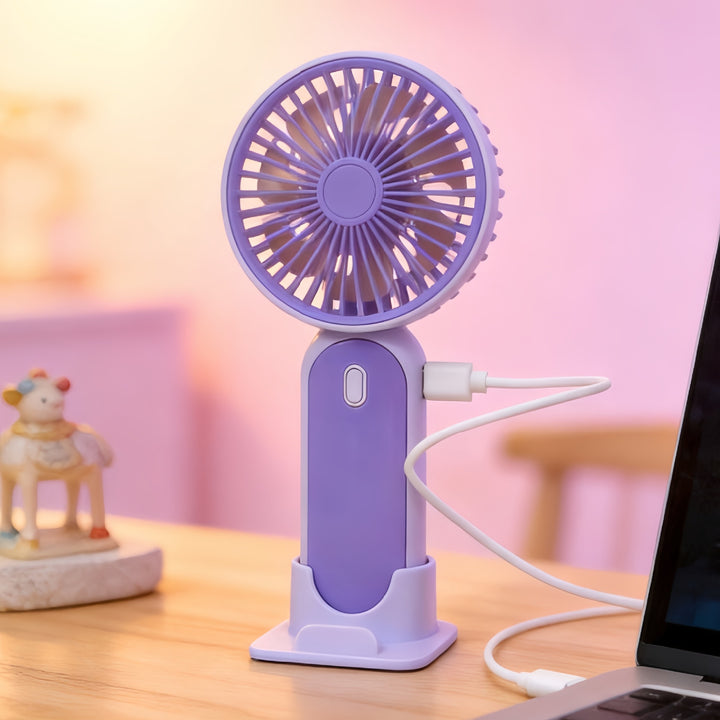 Women's Portable Handheld Fan with USB Charging Function and Ergonomic Handle Bowlift